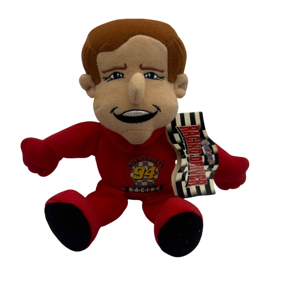 Vintage 1999 Bill Elliott 94 NASCAR Cool Beans Racing Driver Plush Red Toy 9.5"